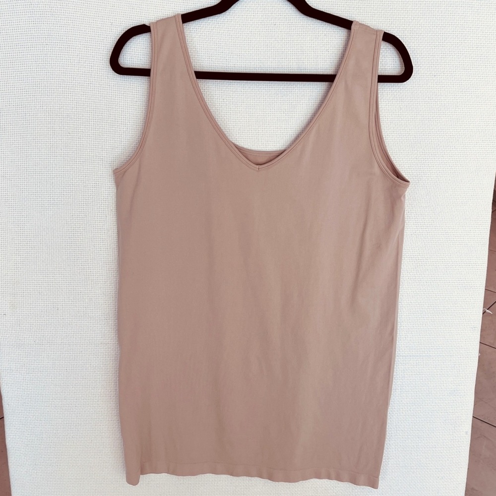 Lane Bryant Womens Tank Top 2X Plus Size Sleeveless V Neck Beige Casual